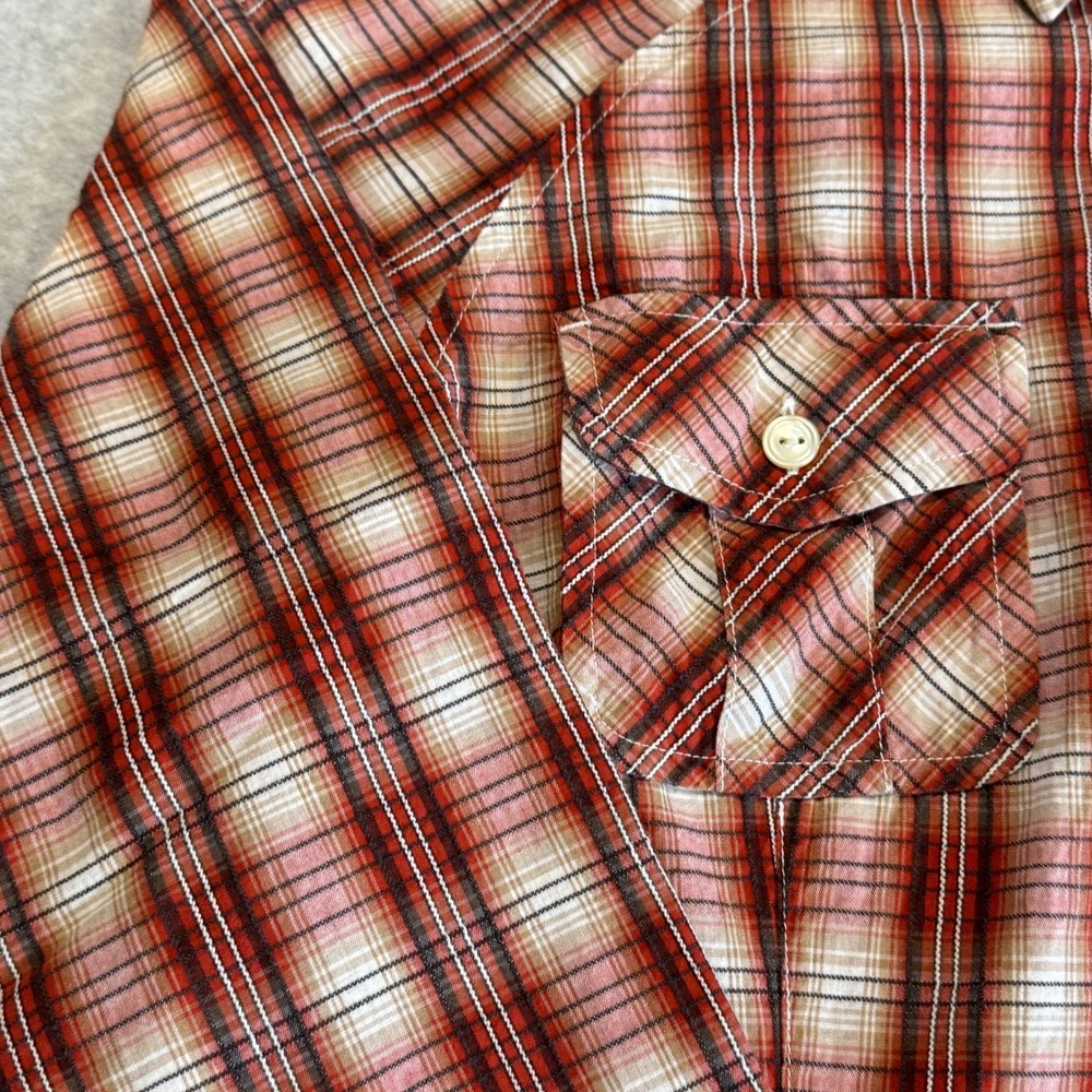 Pendleton Vented Long Sleeve Button Up Shirt Womens Large Red Tan Plaid Cotton - Picture 5 of 15
